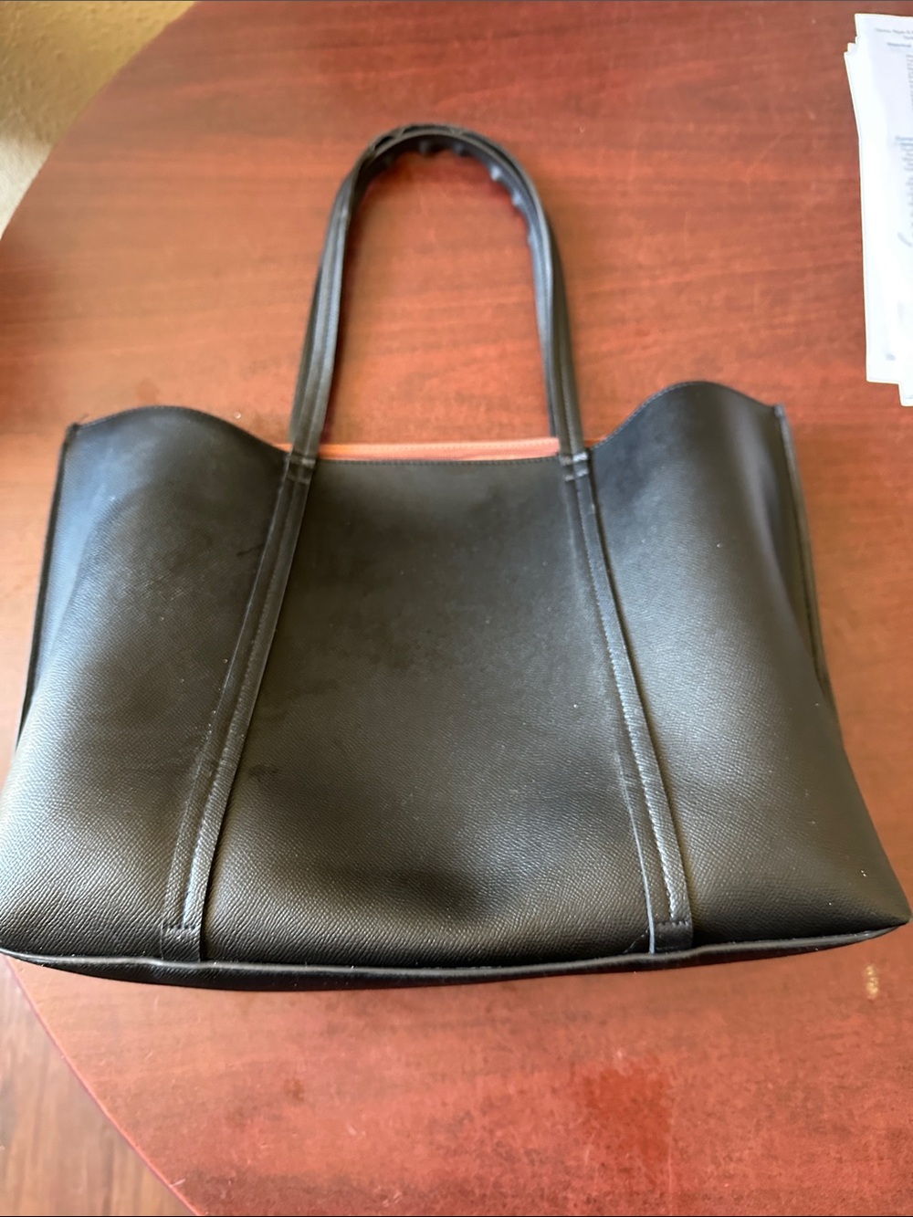 ##750. a new day Black Tote with Subtle Brown Trim